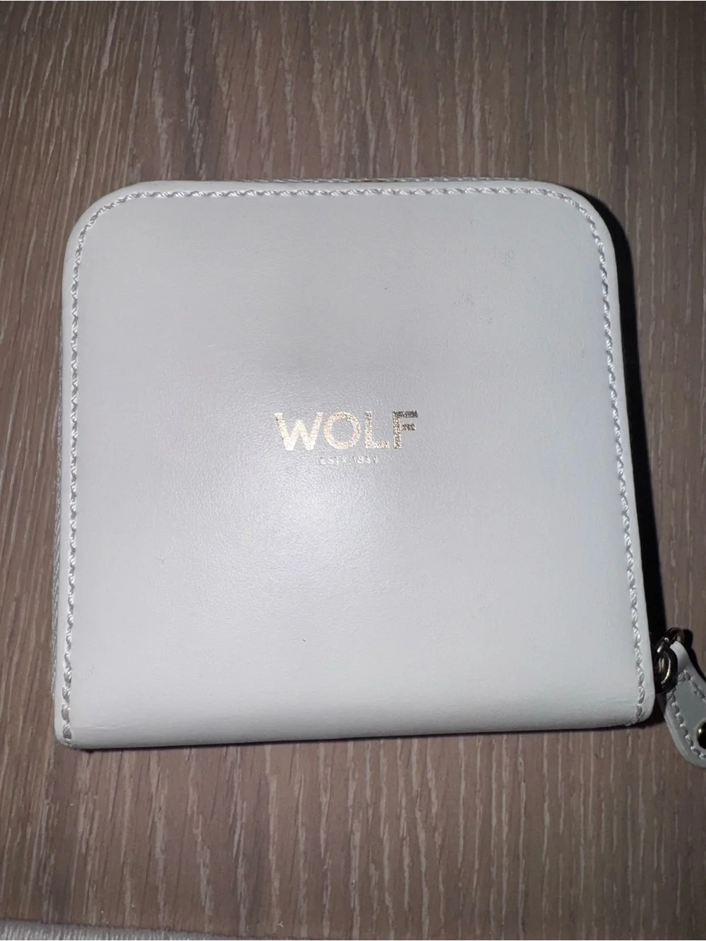 WOLF White Studded Zip Wallet with Gold Accents - Picture 2 of 3